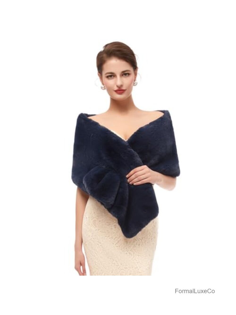 Faux Fur Wrap Women Winter Shawl Wedding Stole Shrug Cape